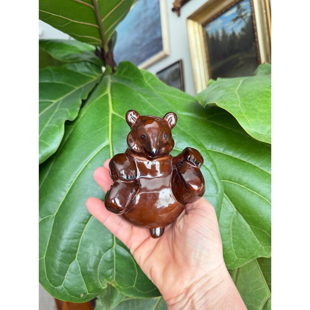 Vintage Arabia of Finland Brown Bear Cub Art Pottery Figurine